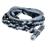 Coiled grey and black braided T-Bar Surf rope with a textured grey handle featuring black grip accents.