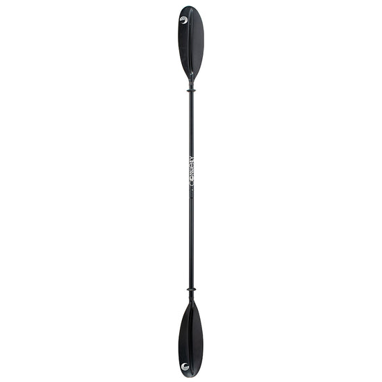 Front-facing view of the Kayak Paddle, a black double-bladed paddle with a sleek shaft and white logo detailing.